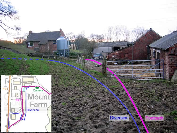 Photograph: 2008: Approaching from the east, the diversion swings left avoiding the farmyard