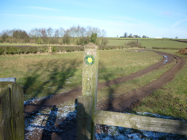 Photograph: February 2010: Waymark nailed to post (adequate, if not ideal)