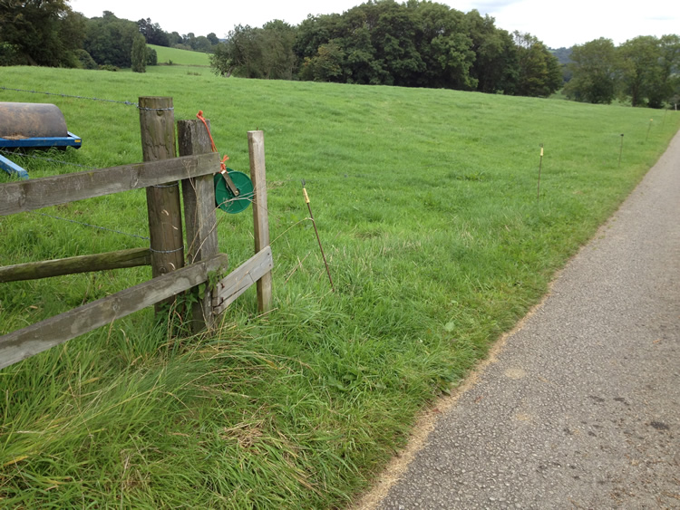 Photograph: Electric fence across path