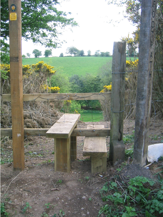 Photograph: 2009: Clearly signed, new stile, route cleared through bushes